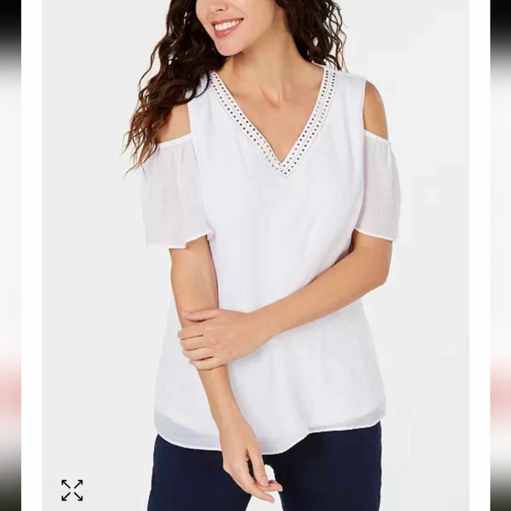 JM Collection Cold Shoulder Top
